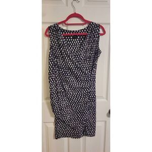 Ann Taylor Black &‎ White Polka Dot Dress Side Ruching Chiffon Women's 8